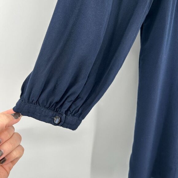 ANTHROPOLOGIE Vanessa Virginia Navy Blue Button Up Lightweight Blouse Size 2 - Picture 6 of 8
